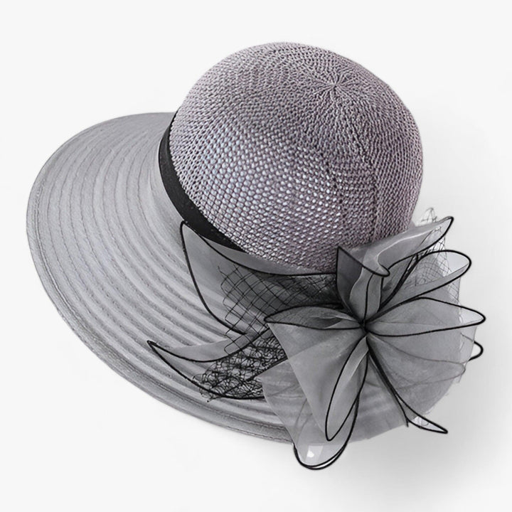 Elegant women's sun hat with a wide brim – Bellavue-Gray-Nora Luxe