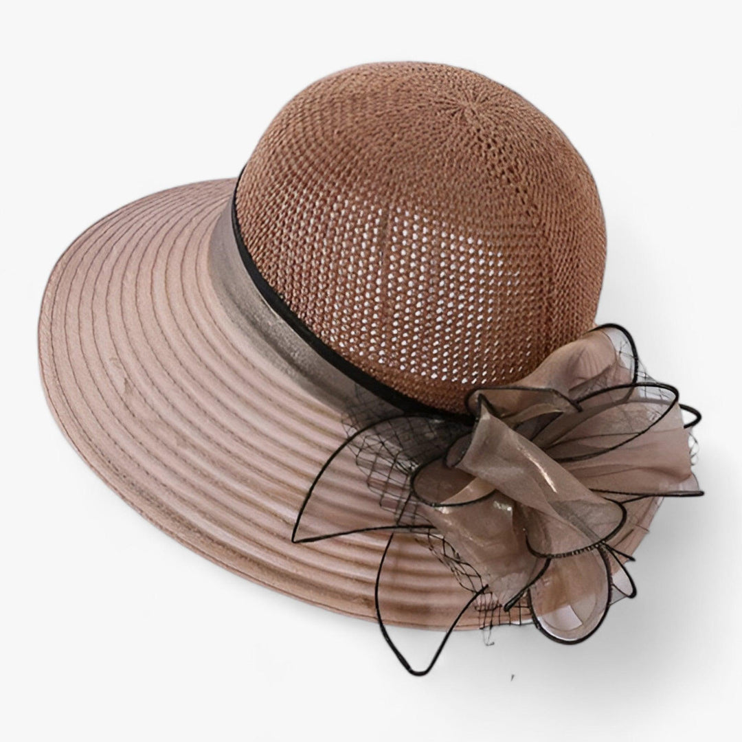 Elegant women's sun hat with a wide brim – Bellavue-Khaki-Nora Luxe