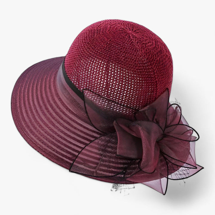 Elegant women's sun hat with a wide brim – Bellavue-Red-Nora Luxe