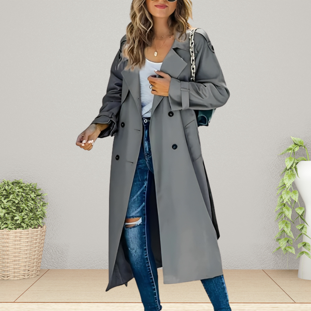 Elegant women's trench coat for the transitional period – Isabelle-Gray-S-Nora Luxe