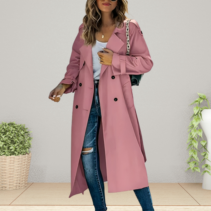 Elegant women's trench coat for the transitional period – Isabelle-Pink-S-Nora Luxe