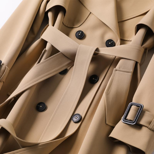 Elegant women's trench coat with double buttons – Celina-Khaki-S-Nora Luxe