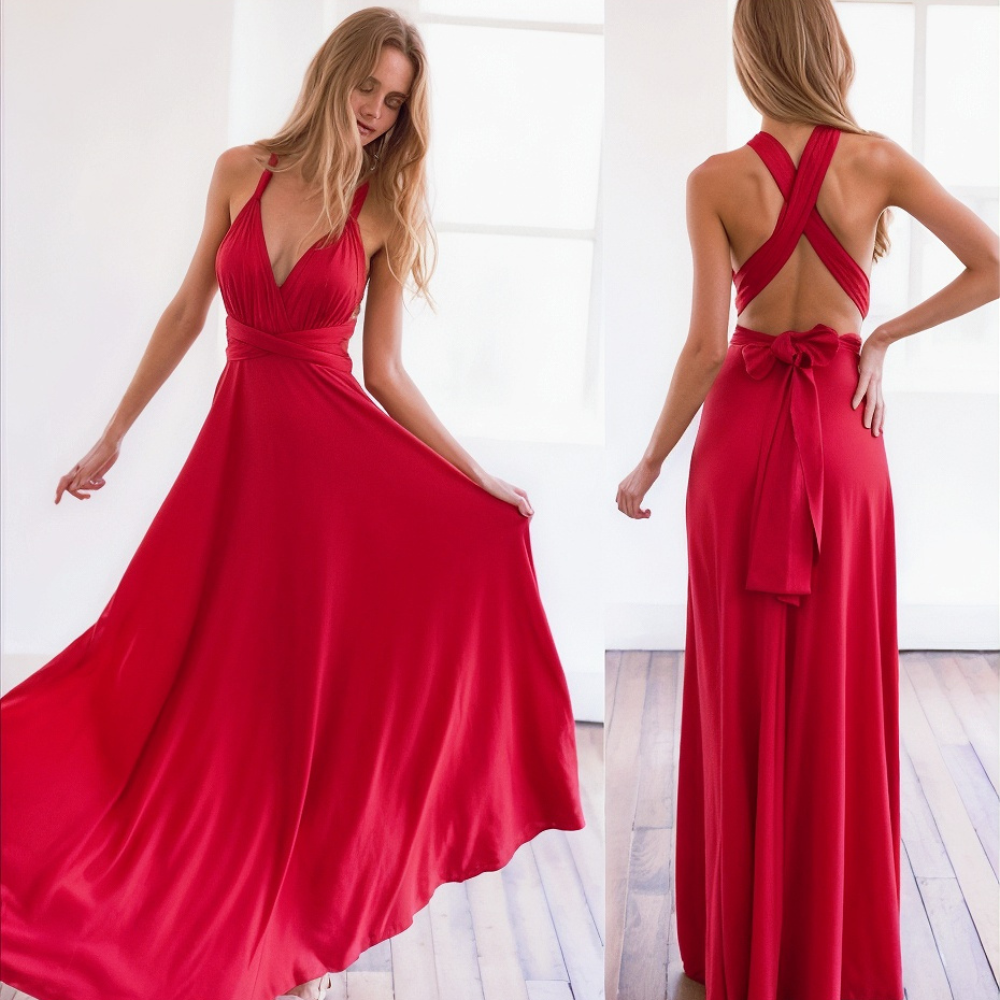 Elegant wrap maxi dress with a feminine fit – Celine-Red-S-Nora Luxe