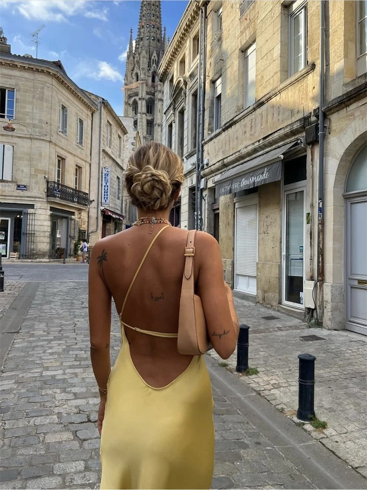 Elegant Yellow Summer Dress – Juliette-XS-Nora Luxe