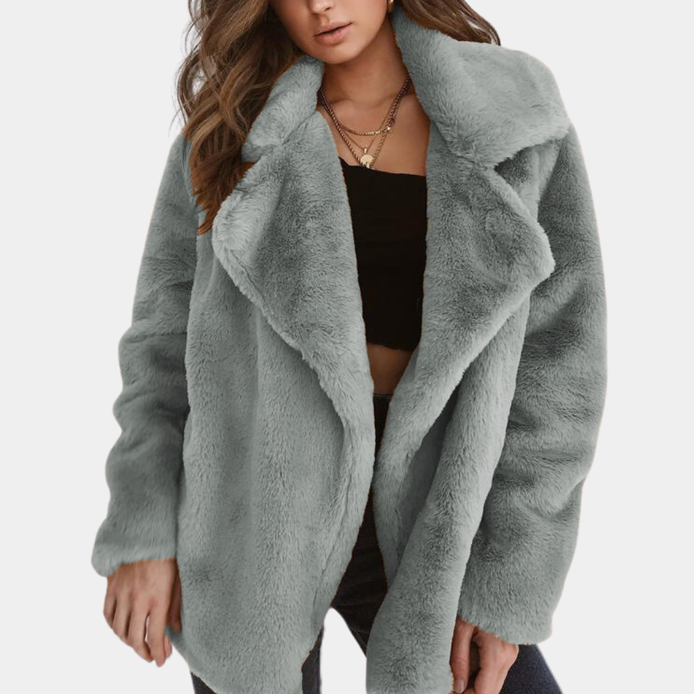 Ellle - Warm Teddy Winter Coat for Women-Gray-XS-Nora Luxe
