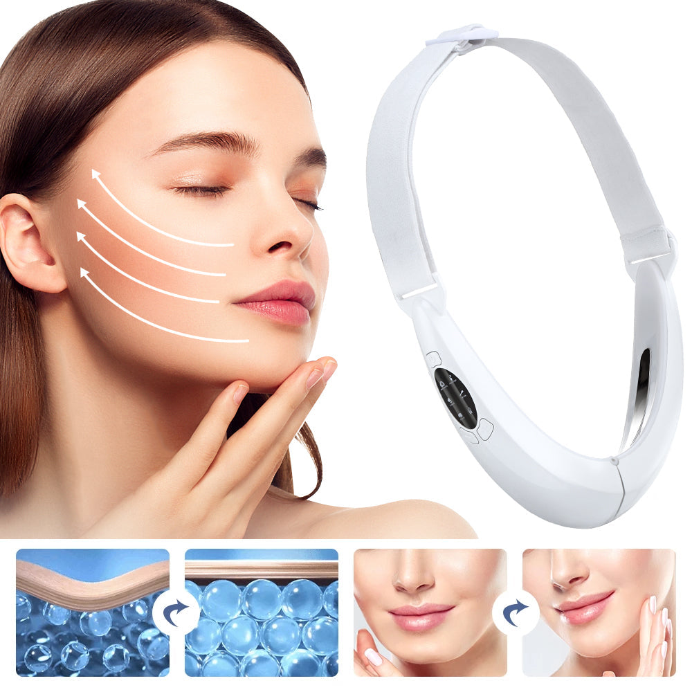 EMS FACE LIFT WITH LED THERAPY - SLIMMER FACE AND DOUBLE CHIN REMOVAL-White-Nora Luxe