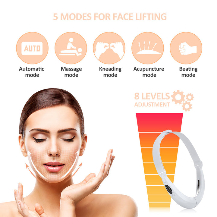 EMS FACE LIFT WITH LED THERAPY - SLIMMER FACE AND DOUBLE CHIN REMOVAL-White-Nora Luxe