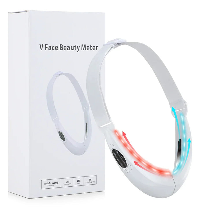 EMS FACE LIFT WITH LED THERAPY - SLIMMER FACE AND DOUBLE CHIN REMOVAL-White-Nora Luxe