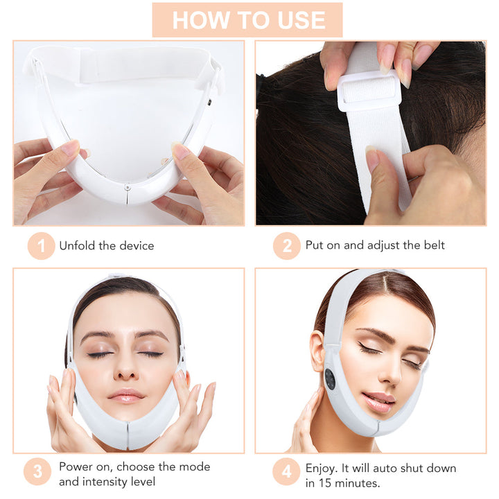 EMS FACE LIFT WITH LED THERAPY - SLIMMER FACE AND DOUBLE CHIN REMOVAL-White-Nora Luxe