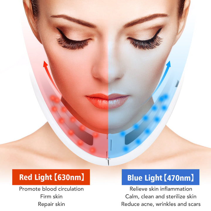 EMS FACE LIFT WITH LED THERAPY - SLIMMER FACE AND DOUBLE CHIN REMOVAL-White-Nora Luxe