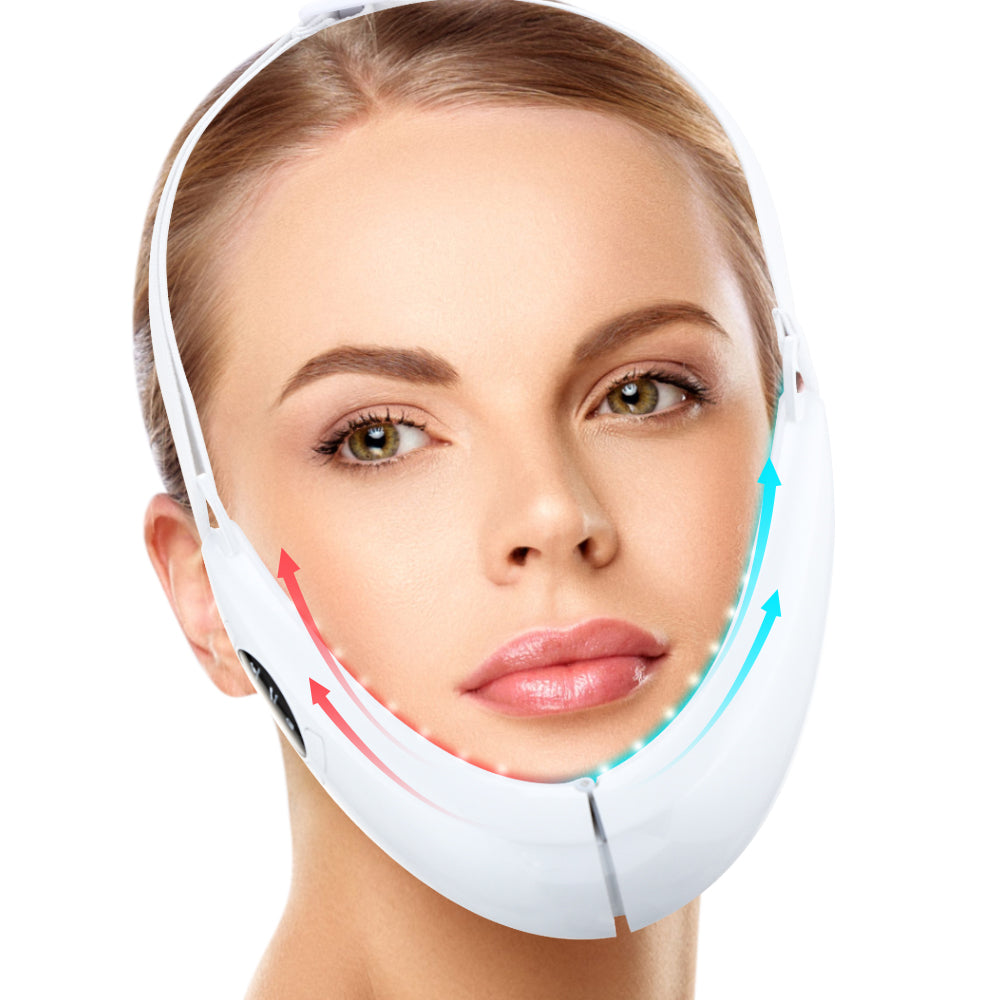 EMS FACE LIFT WITH LED THERAPY - SLIMMER FACE AND DOUBLE CHIN REMOVAL-White-Nora Luxe