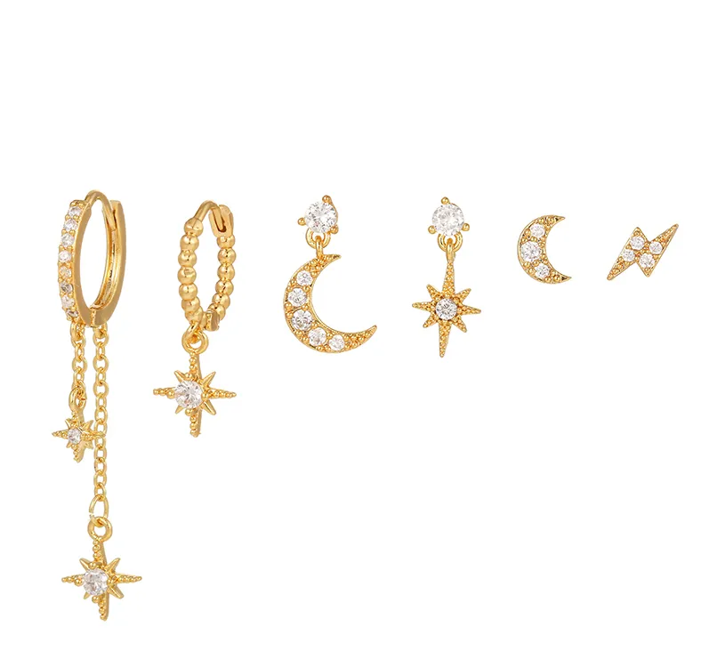 Enchanting Star Light Earrings - Astrid-6 Pair Earrings Set-Nora Luxe