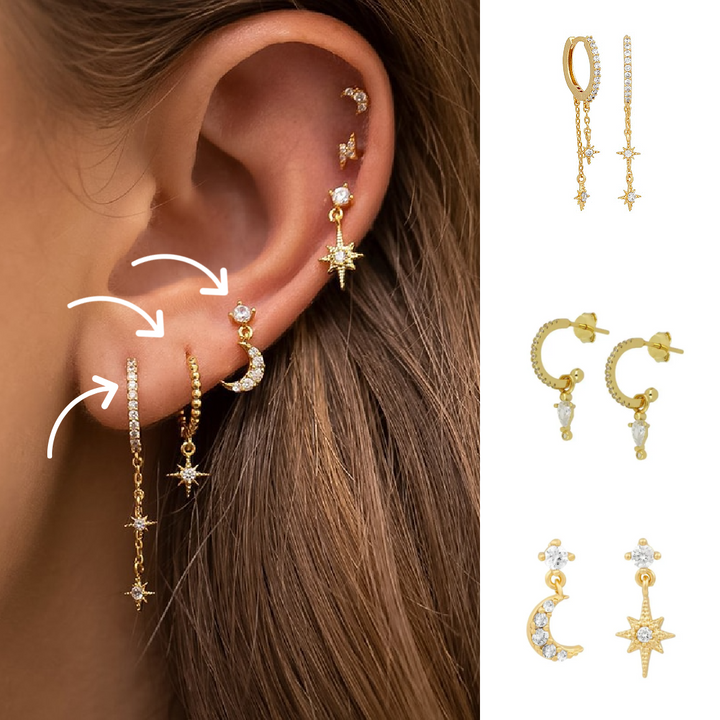 Enchanting Star Light Earrings - Astrid-Star Chain Earrings-Nora Luxe