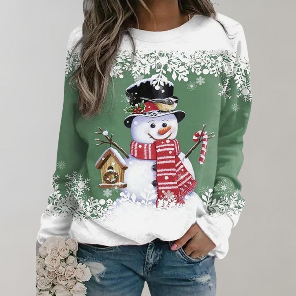 Eve - Warm Christmas Jumper for Women-Green-M-Nora Luxe