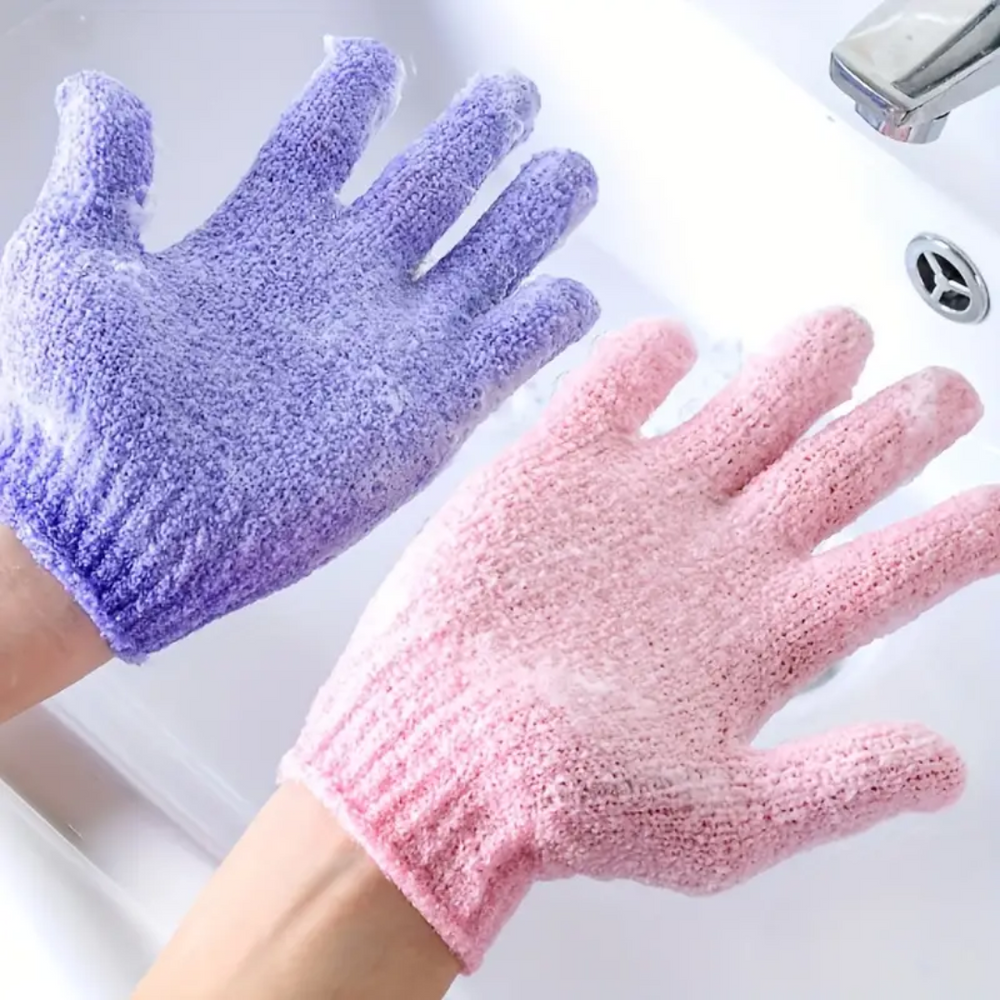 Exfoliating Bath Gloves - 2-Piece Set-Purple-Nora Luxe