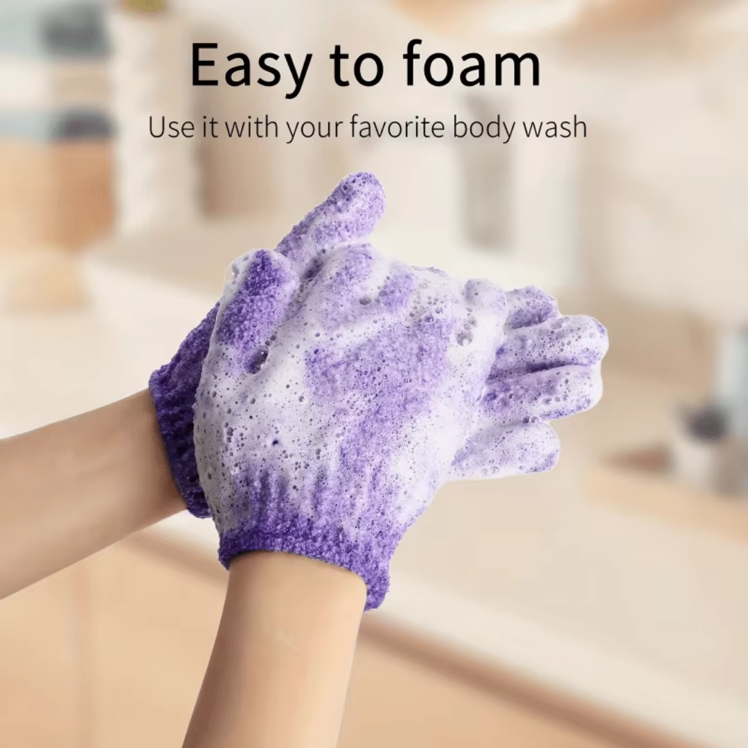 Exfoliating Bath Gloves - 2-Piece Set-Purple-Nora Luxe