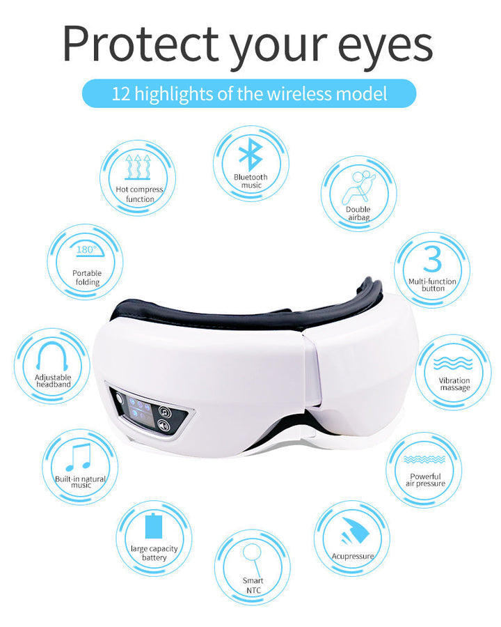 EYE MASSAGE DEVICE - AIR PRESSURE, VIBRATION & WARM COMPRESSION WITH BLUETOOTH MUSIC-Nora Luxe