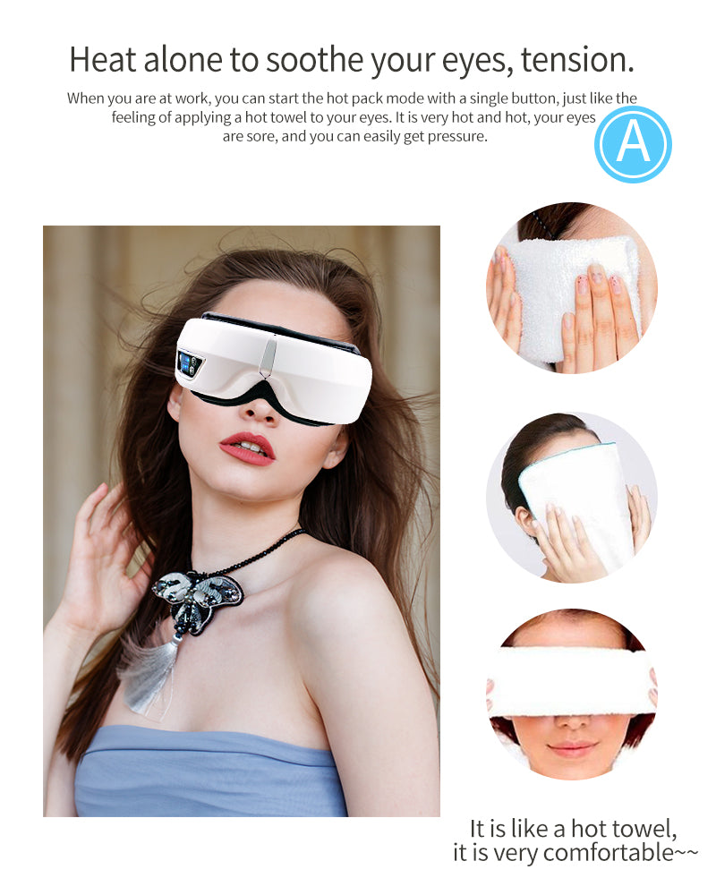 EYE MASSAGE DEVICE - AIR PRESSURE, VIBRATION & WARM COMPRESSION WITH BLUETOOTH MUSIC-Nora Luxe