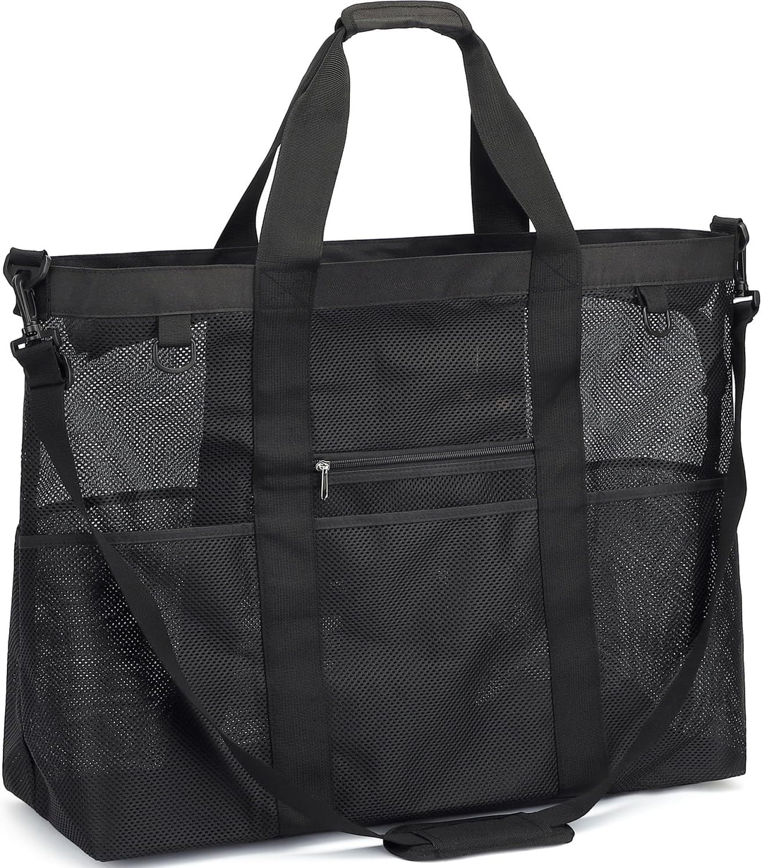 Buy 1, Get 1 FREE – Extra Large Clear Mesh Beach Tote with 8 Pockets – ClearWave