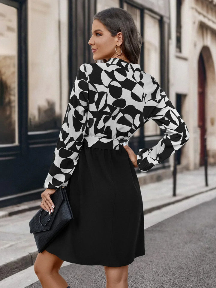 Fashionable Dress with Long Sleeves - Lina-White-S-Nora Luxe