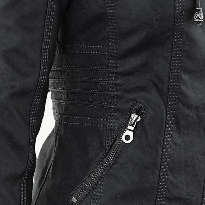 Fashionable Leather Jacket - Zara-Khaki-S-Nora Luxe