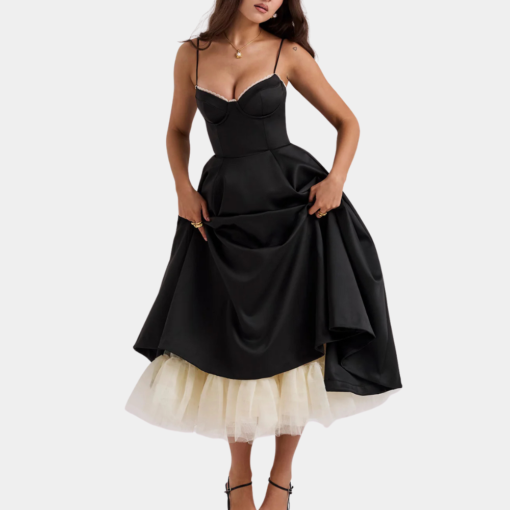 Fashionable Midi Dress - Elena-Black-2XS-Nora Luxe
