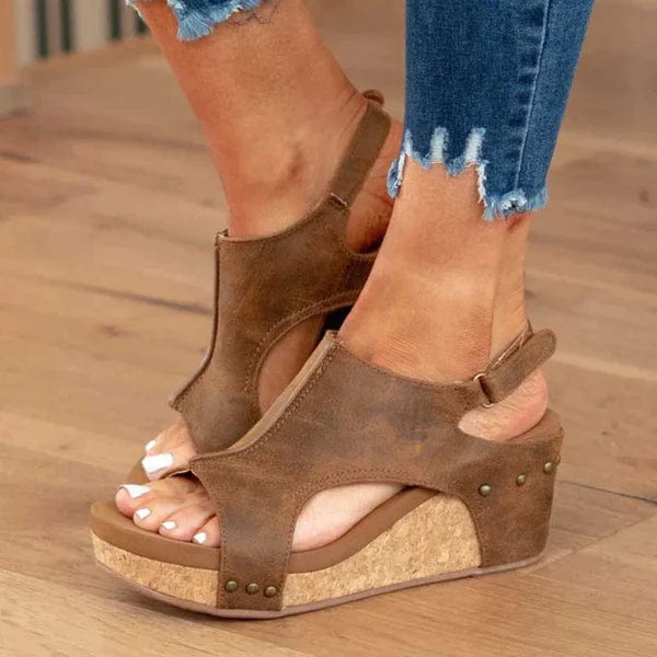 Fashionable Orthopaedic Women's Wedge Sandals - Lara Wegner-Brown-4.5-Nora Luxe