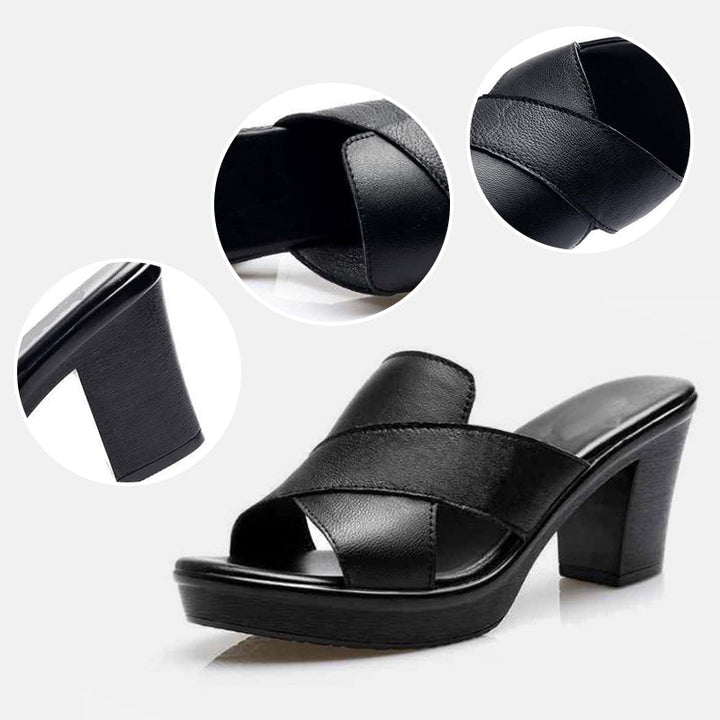 Fashionable platform sandals with block heel – Valeria-Green-3-Nora Luxe