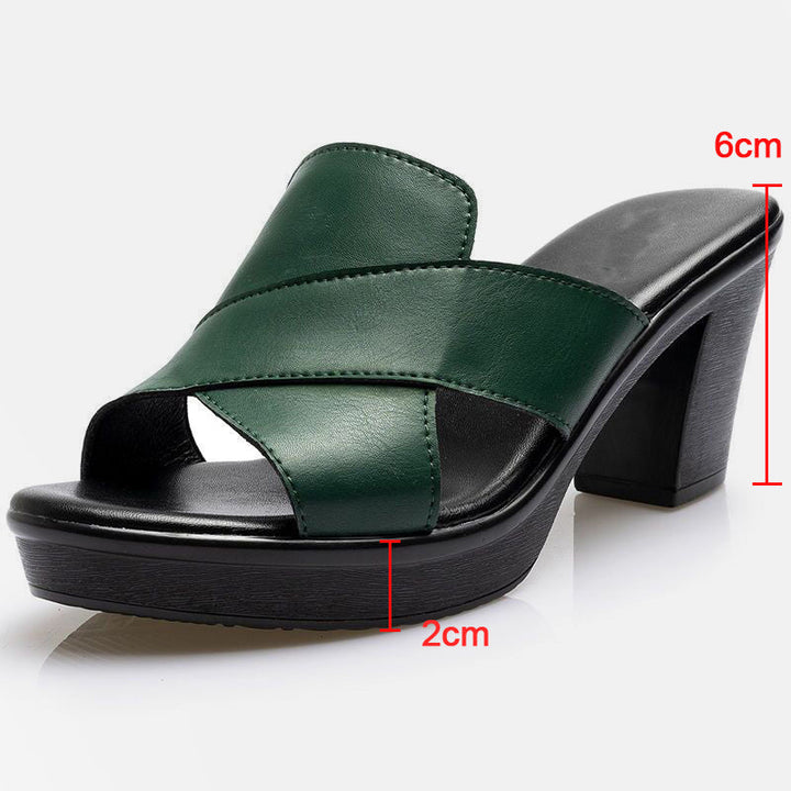 Fashionable platform sandals with block heel – Valeria-Green-3-Nora Luxe