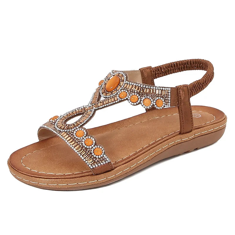 Fashionable women's sandals with rhinestones and glitter – summer shoes for parties and leisure.-Silver-3.5-The Livary
