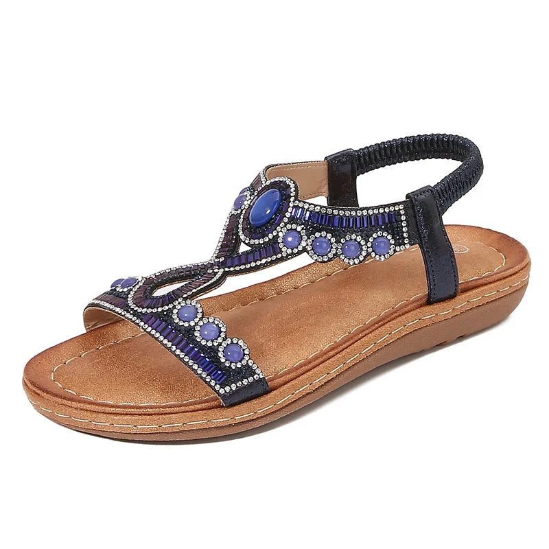 Fashionable women's sandals with rhinestones and glitter – summer shoes for parties and leisure.-Silver-3.5-The Livary