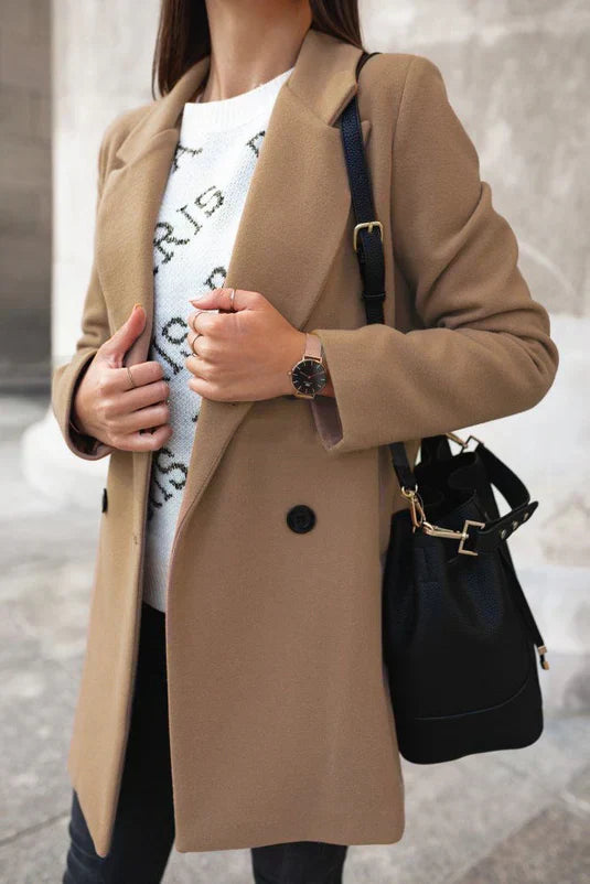 Fashionable Wool Ladies Winter Coat - Eleanor-Brown-S-Nora Luxe