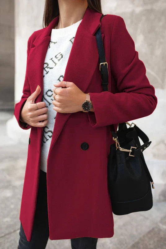 Fashionable Wool Ladies Winter Coat - Eleanor-Red-S-Nora Luxe