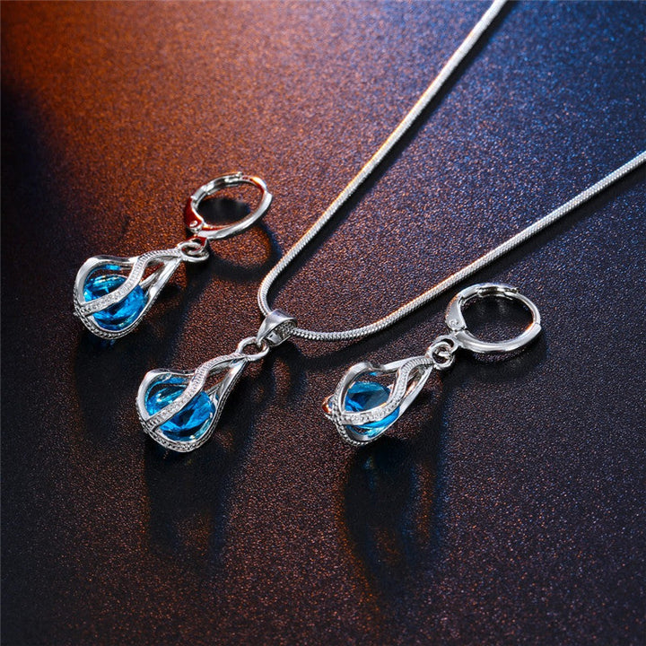 Festive Christmas Earrings | Holiday-Themed Jewellery Set-Oceanic Blue-Nora Luxe