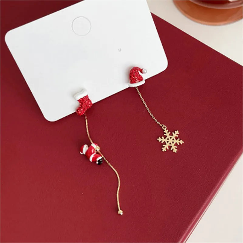 Festive Santa Tassel Earrings | Long Christmas Dangle Jewellery-CHRISTMAS TREE-Nora Luxe