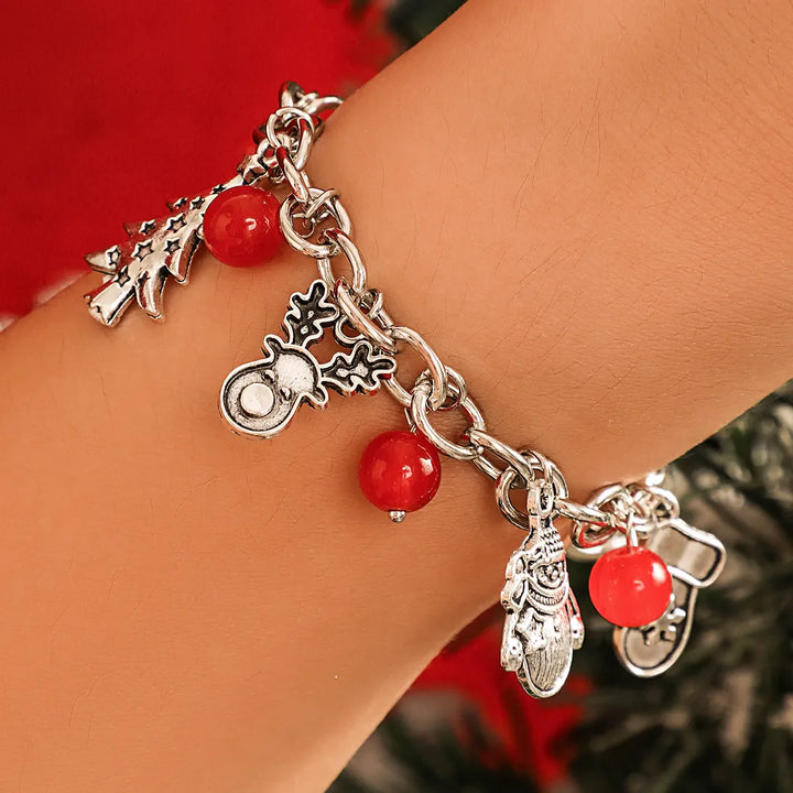 Festive Silver Charm Bracelet-Nora Luxe