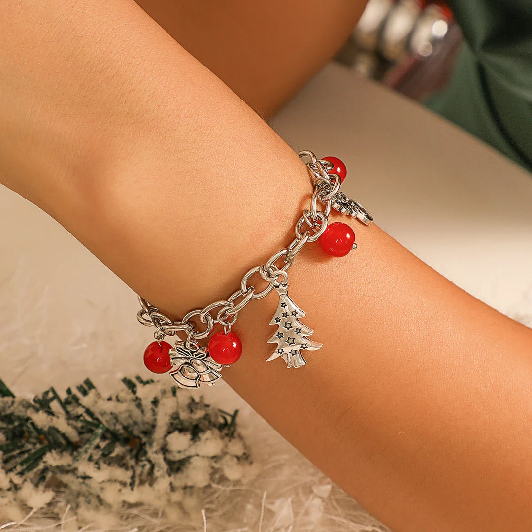 Festive Silver Charm Bracelet-Nora Luxe