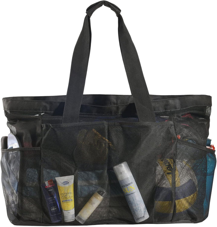 Extra-Large Mesh Beach Tote with Zipper – Sandproof Carryall