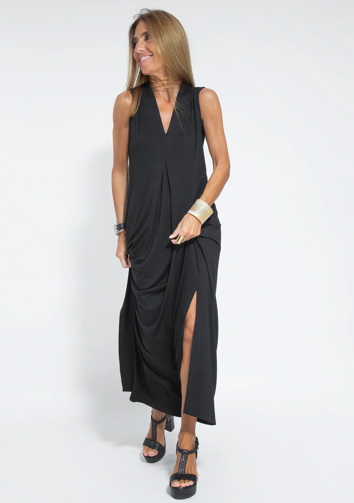 Figure-hugging dress with waistcoat – Valentina-Black dress + waistcoat in black-S-Nora Luxe