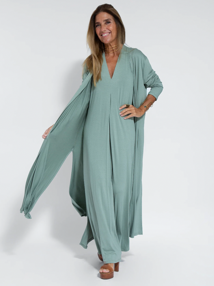Figure-hugging dress with waistcoat – Valentina-Turquoise dress + waistcoat in turquoise-S-Nora Luxe