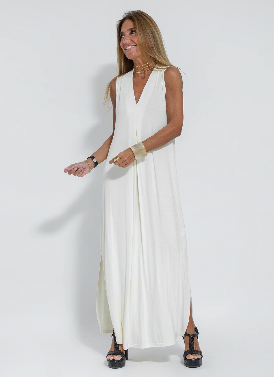 Figure-hugging dress with waistcoat – Valentina-White dress + vest in white-S-Nora Luxe