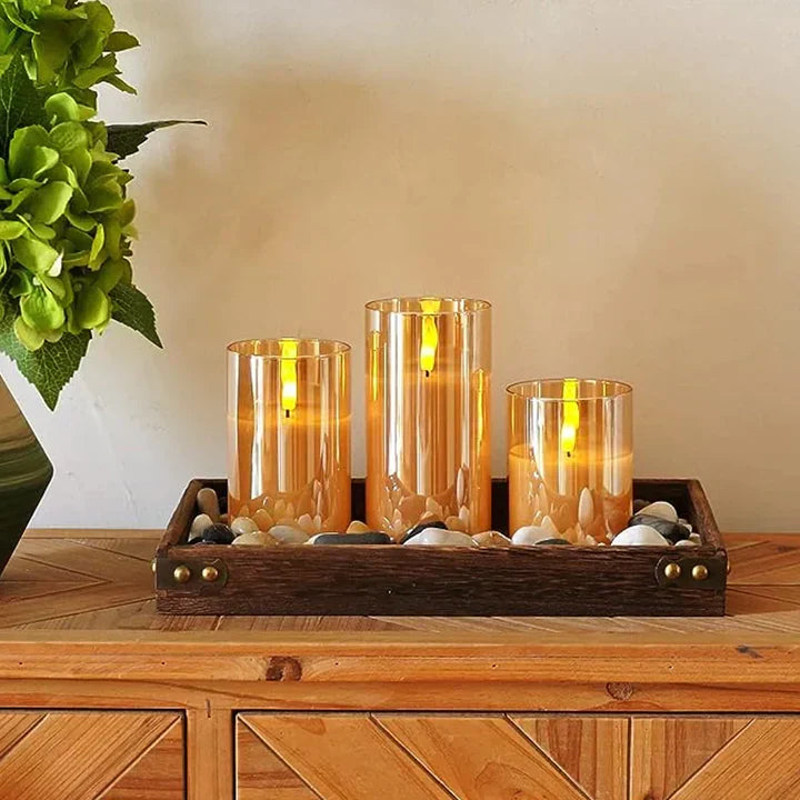 Flameless Candle Set - SerenityGlow-Amber-Nora Luxe