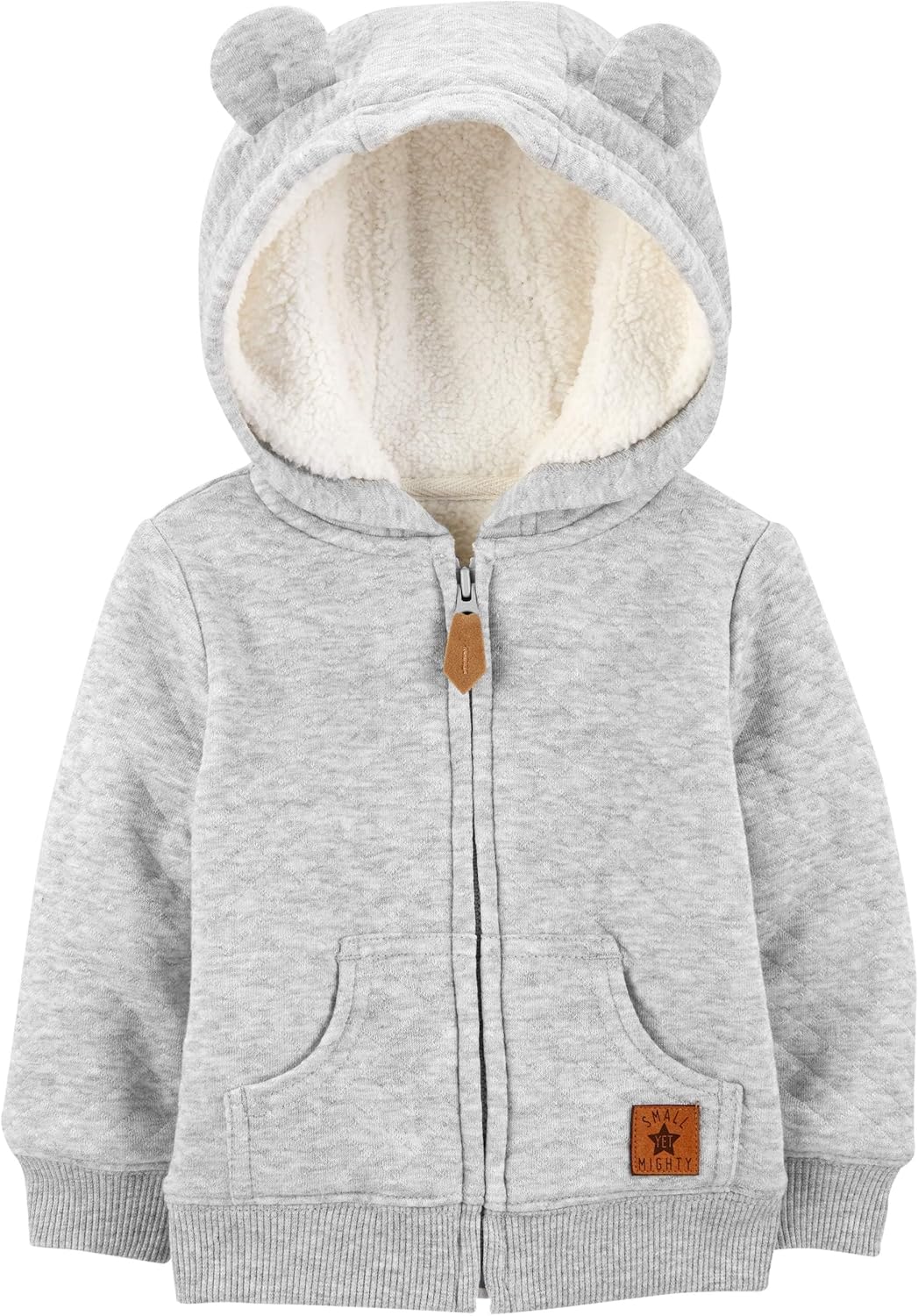 Fleece Baby Hoodie-Gray-0-3 Months-Nora Luxe