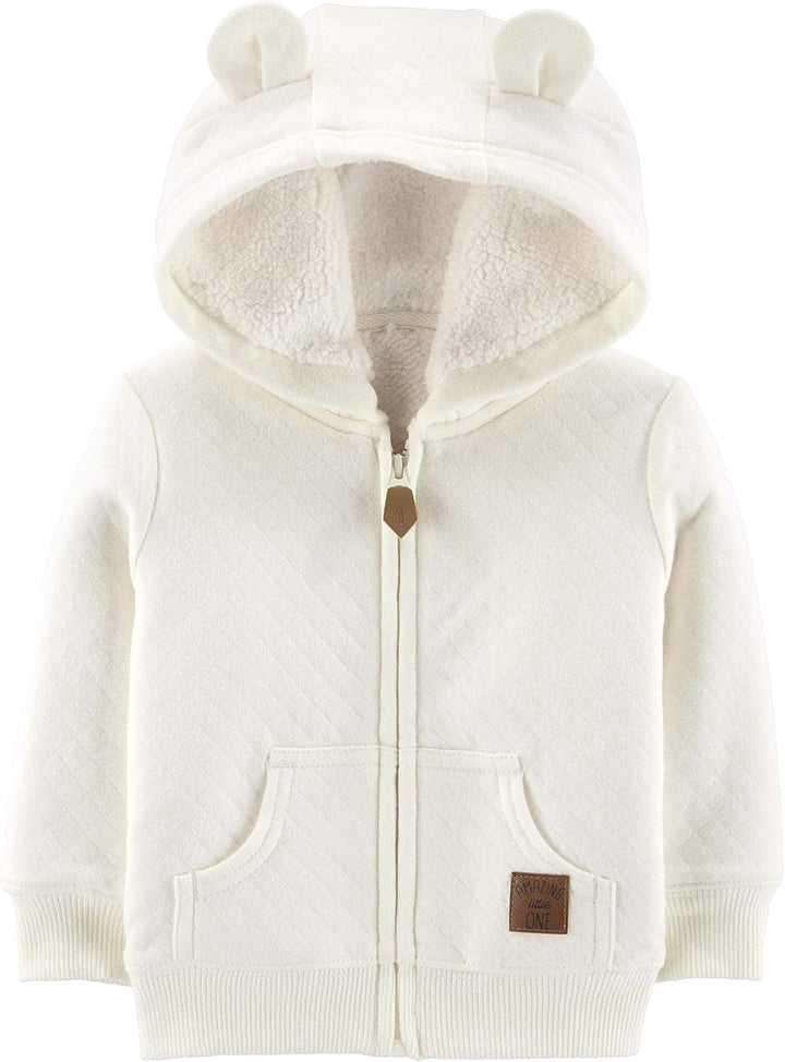 Fleece Baby Hoodie-Oatmeal-0-3 Months-Nora Luxe