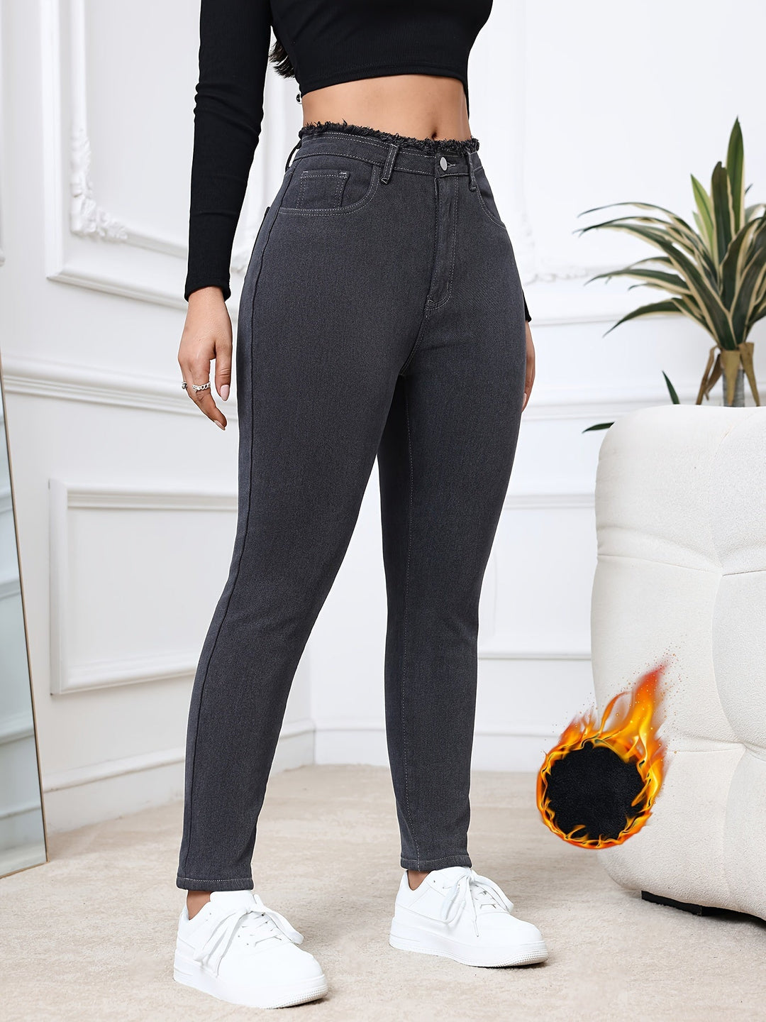 Fleece Lined Skinny Jeans - Eliana-XS-Nora Luxe