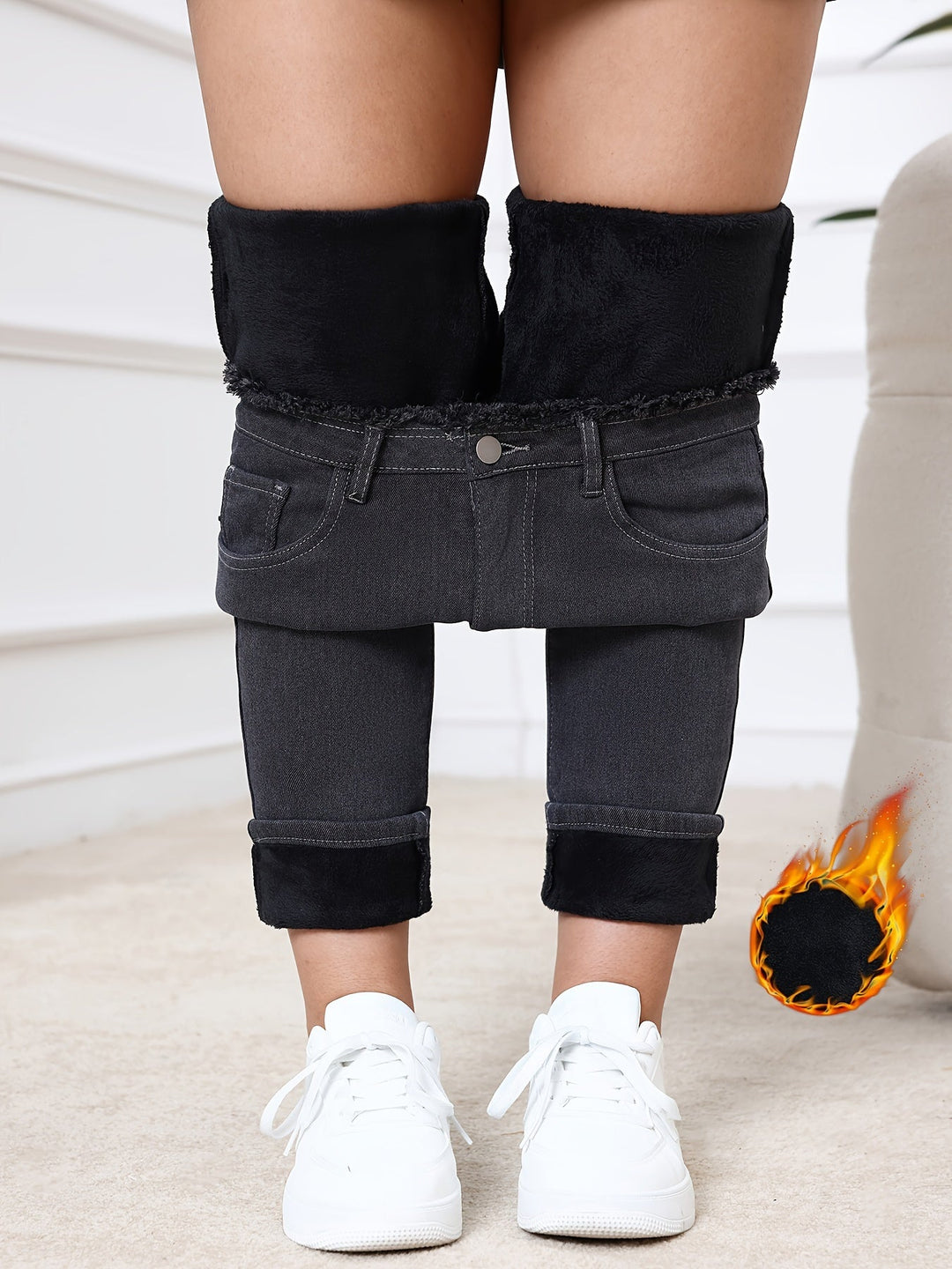 Fleece Lined Skinny Jeans - Eliana-XS-Nora Luxe