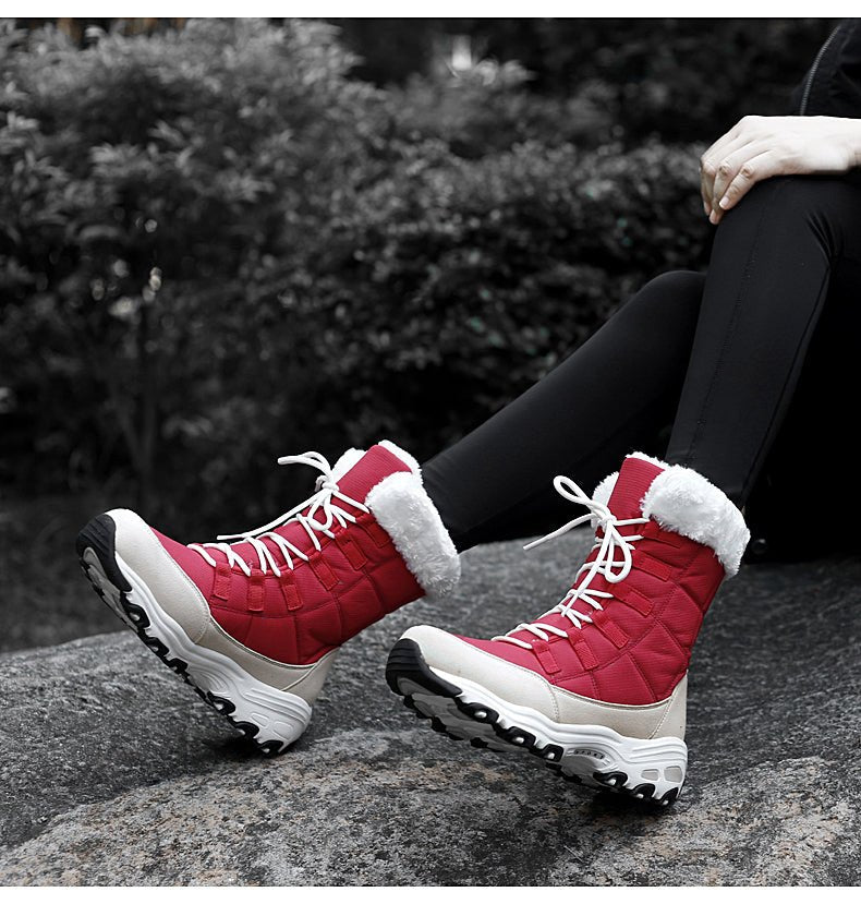 Fleece Lined Warm Snow Boots for Women - Eva-Red-3.0-Nora Luxe