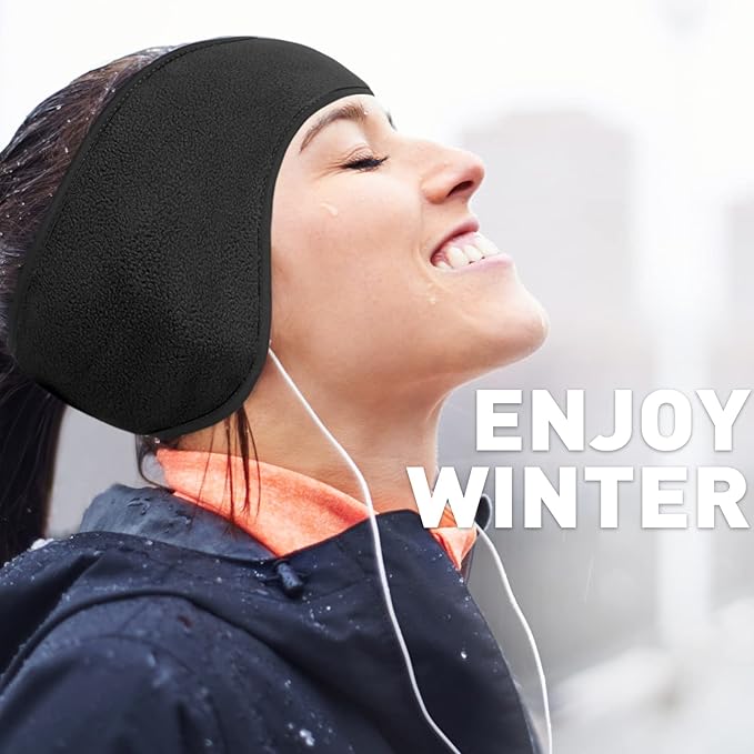 Fleece Winter Ear Warmers - Marco-Black-Nora Luxe