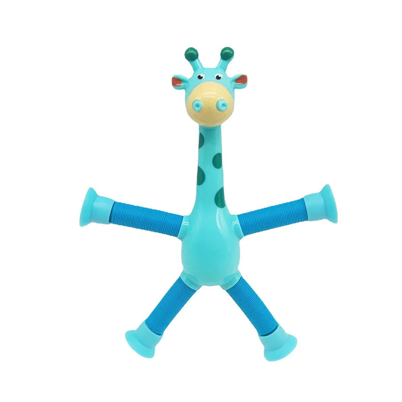 Flexible Giraffe Toy with Suction Cup - StretchyGiraffe-Blue-Without Lights-Nora Luxe