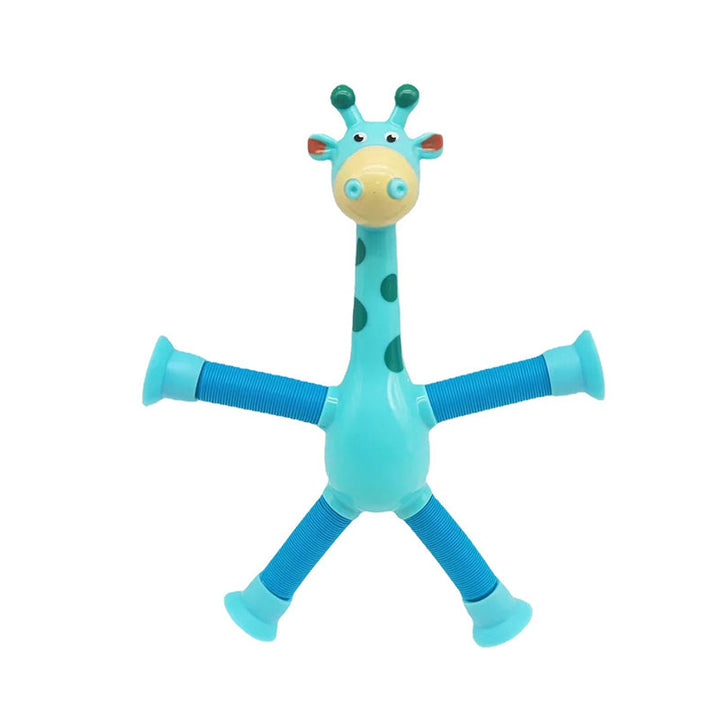 Flexible Giraffe Toy with Suction Cup - StretchyGiraffe-Blue-Without Lights-Nora Luxe